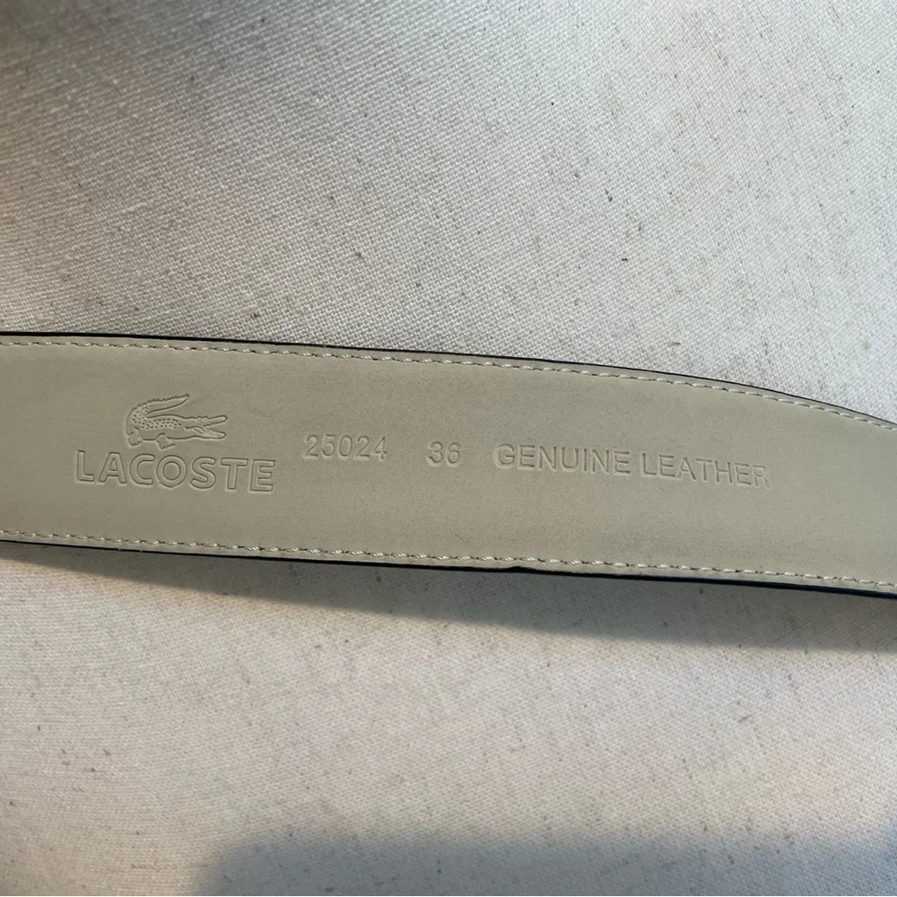 LACOSTE Men’s Classic Genuine Leather Logo Belt in Black Size 36 #25024